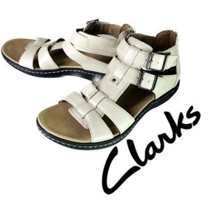 CLARKS Laurieanne Remi Ivory 100%Leather-Ultra Lightweight~ Sz 7.5N